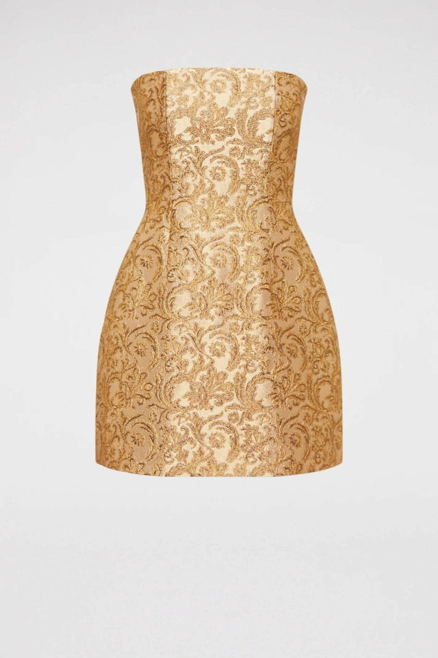 Scanlan Theodore - Scanlan Theodore Brocade Dress in Gold