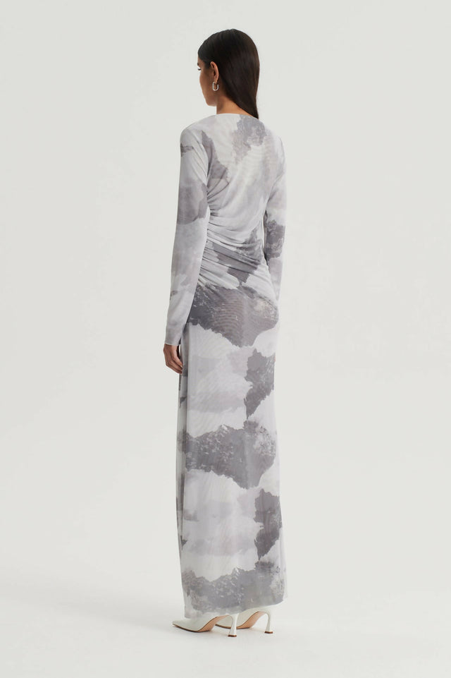 Scanlan Theodore Cloud Mesh Print Dress in Grey - Dresses