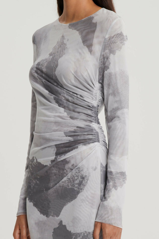 Scanlan Theodore Cloud Mesh Print Dress in Grey - Dresses