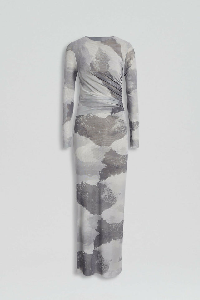 Scanlan Theodore Cloud Mesh Print Dress in Grey - Dresses