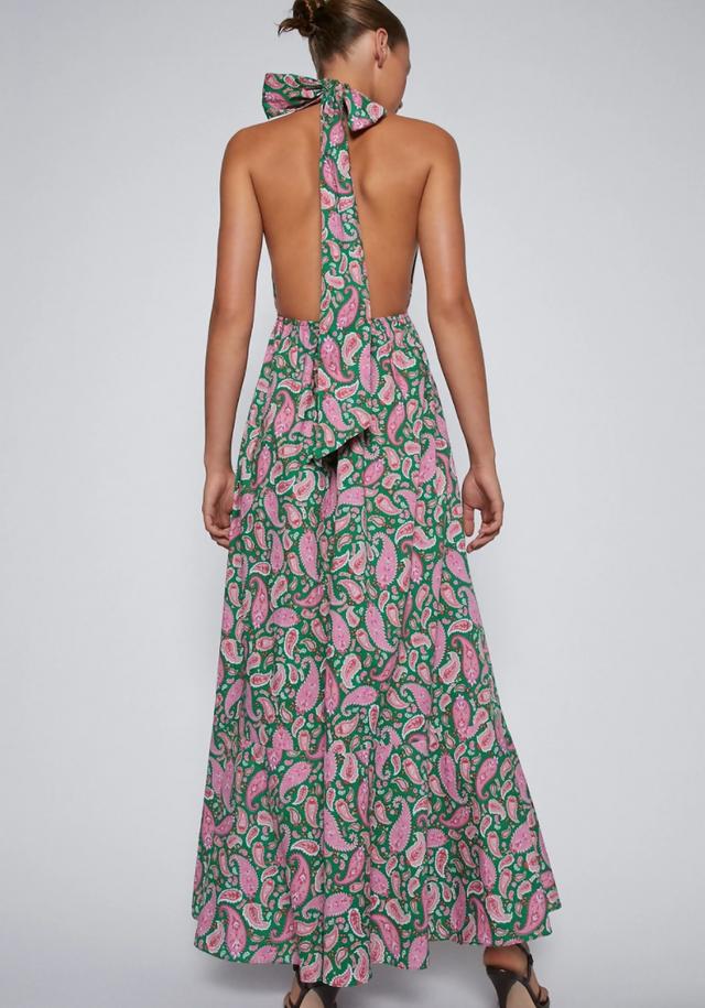 au_8_pink_scanlan_theodore_cotton_paisley_halter_dress_kelly_green_size_8