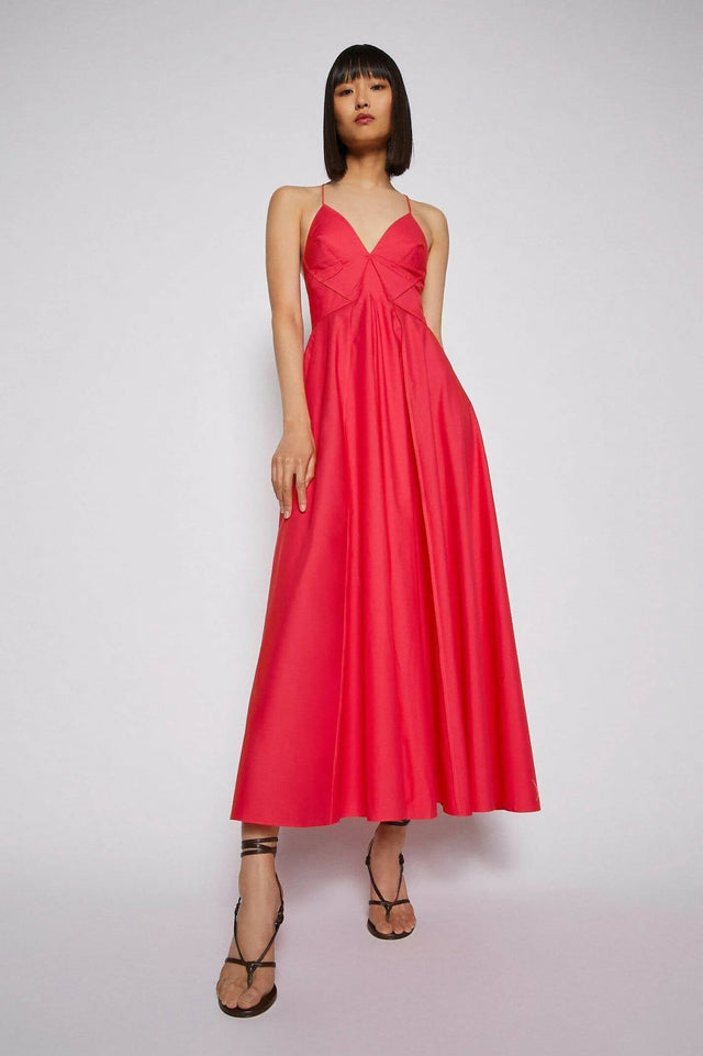 Scanlan Theodore Cotton Scrappy Midi Dress in Fuschia Pink - 8 / Fuschia - Dresses