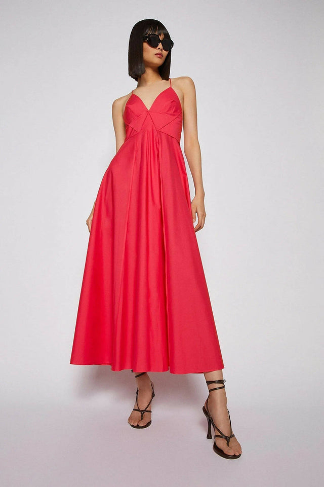 Scanlan Theodore Cotton Scrappy Midi Dress in Fuschia Pink - 8 / Fuschia - Dresses