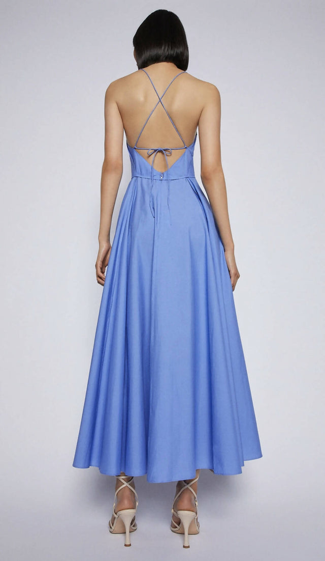 Scanlan Theodore Cotton Strappy Midi Dress in Blue - 8 / Blue - Dresses