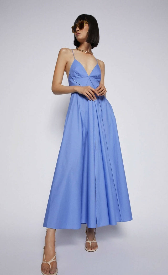 Scanlan Theodore Cotton Strappy Midi Dress in Blue - 8 / Blue - Dresses