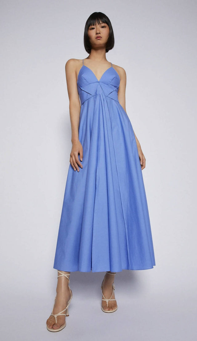Scanlan Theodore Cotton Strappy Midi Dress in Blue - 8 / Blue - Dresses