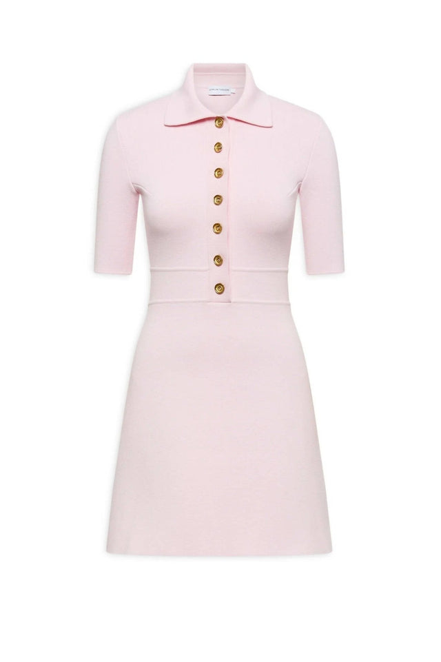 Scanlan Theodore - Scanlan Theodore Crepe Knit Button Collar Dress in Pale Pink Size AU 8