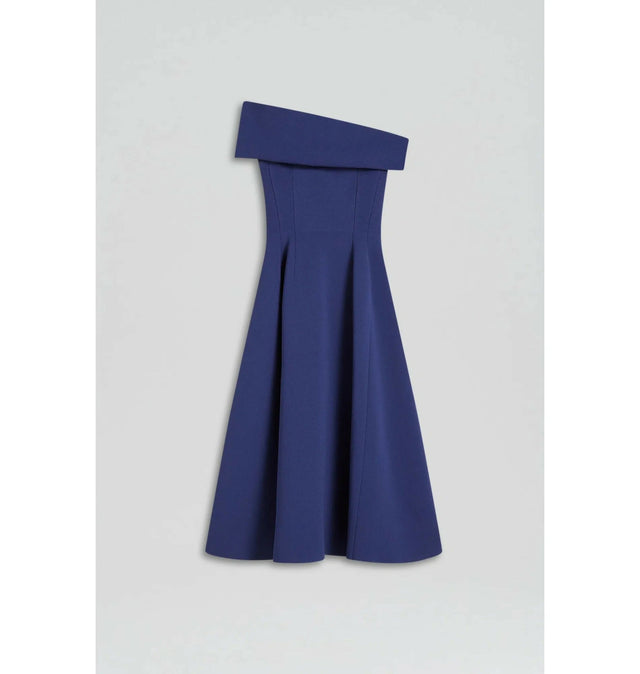 Scanlan Theodore Crepe Knit Cold Shoulder Midi Dress Royal Blue Size Large / AU 12 - 12 / Blue - Dresses