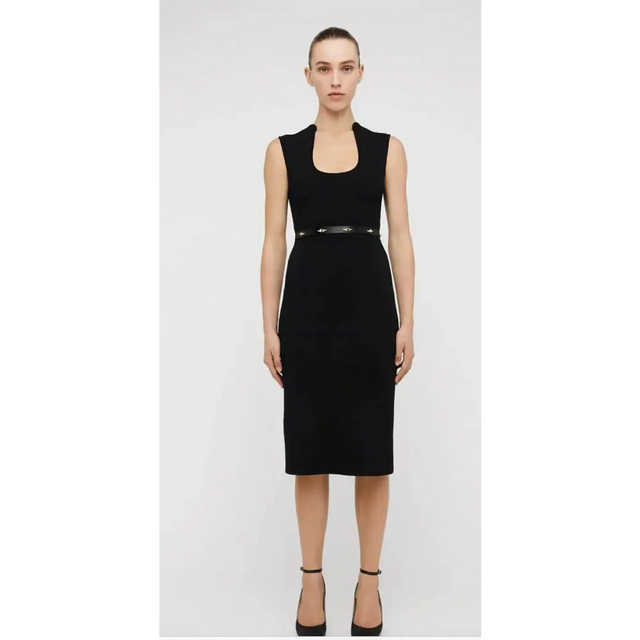 SCANLAN THEODORE Crepe Knit Scoop Neck Dress - 8 / Black - Dresses