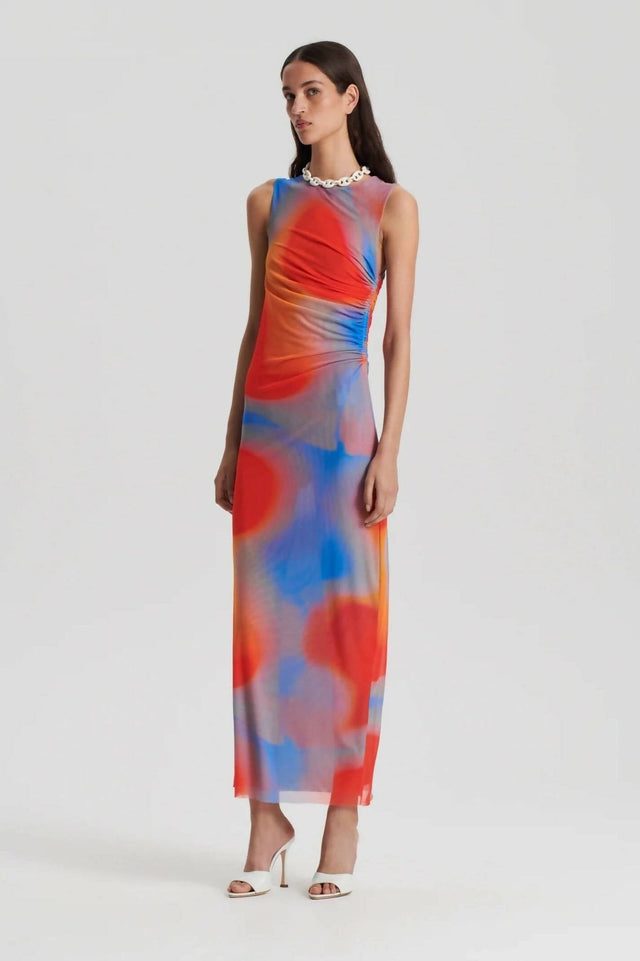 Scanlan Theodore - Scanlan Theodore Italian Watercolour Print Dress in Blue Red