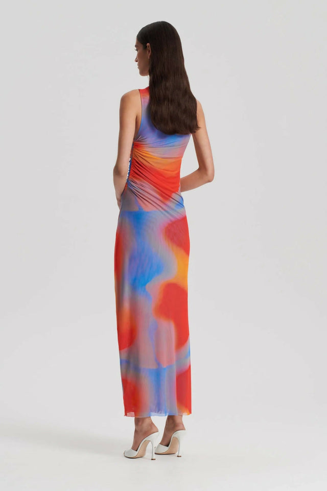 Scanlan Theodore Italian Watercolour Print Dress In Multi Size 8 10 - Dresses