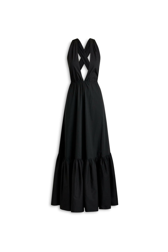 Scanlan Theodore Parachute Cotton Halter Dress - 10 / Black - Dresses