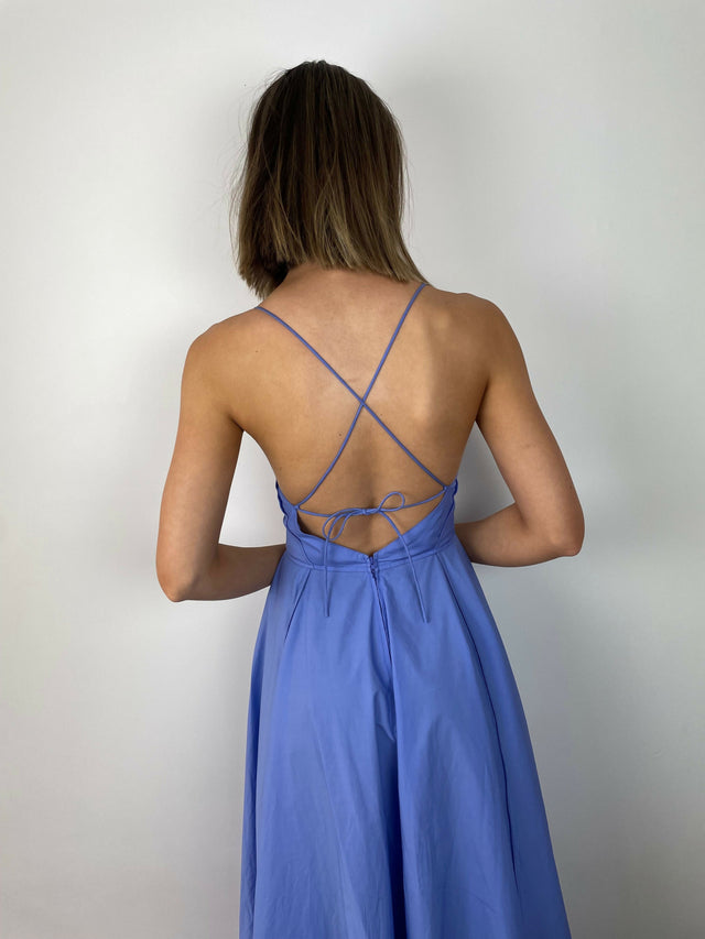 Scanlan Theodore Parachute Strappy Cotton Dress - 8 / Blue - Dresses