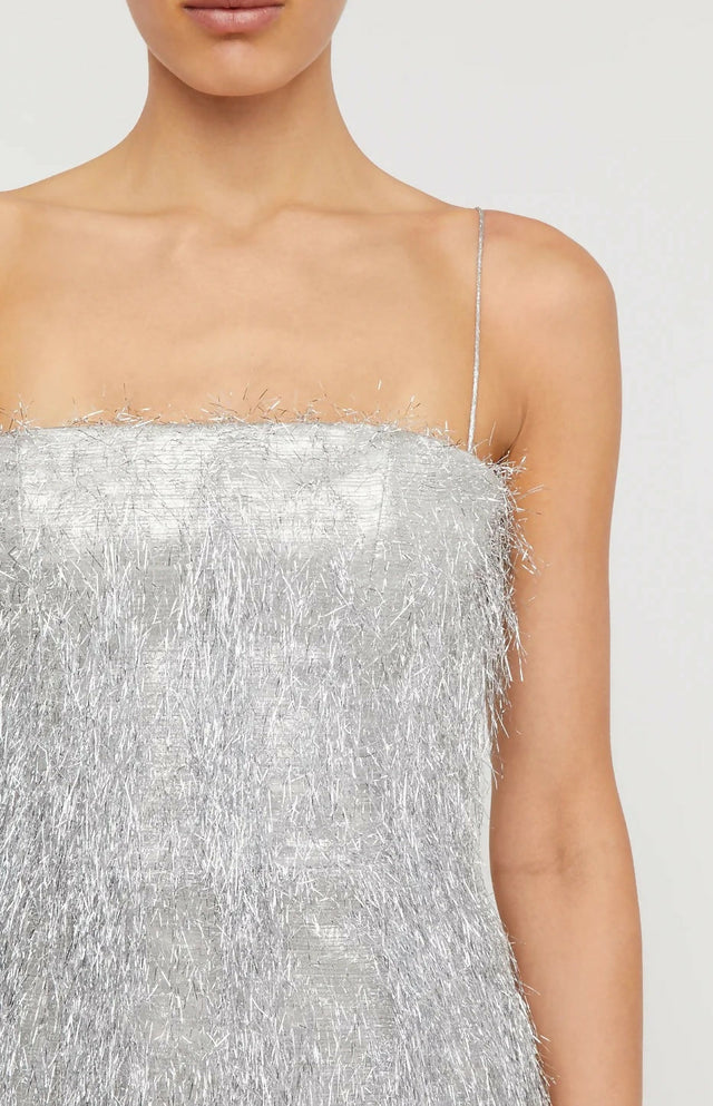 Scanlan Theodore Silver Tinsel Mini Size 10 - 10 / Silver - Dresses