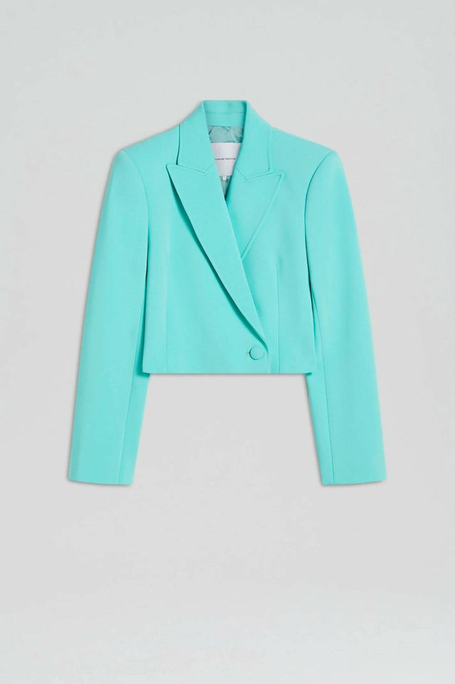 Scanlan Theodore - Scanlan Theodore Tailored Bustier Dress and Crop Jacket in Turquoise