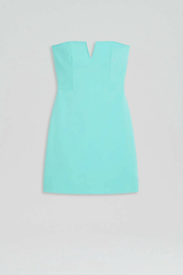 Scanlan Theodore - Scanlan Theodore Tailored Bustier Dress and Crop Jacket in Turquoise