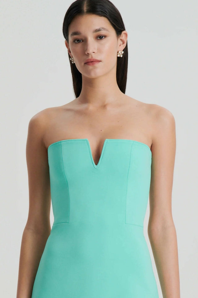 Scanlan Theodore - Scanlan Theodore Tailored Bustier Dress in Turquoise