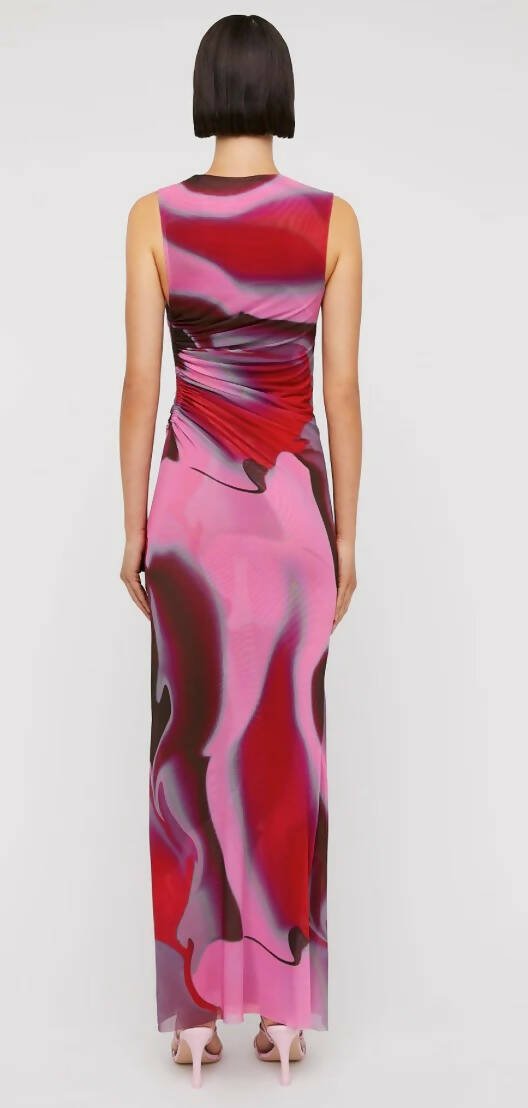 Scanlan Theodore - Scanlan Theodore The Italian Watercolour Print Dress in Raspberry