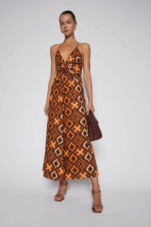 Scanlan Theodore - Scanlan Theodore Tile Print Cotton Dress Caramel