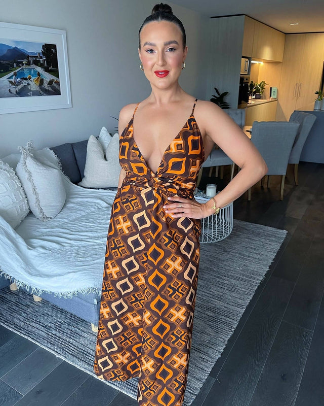 Scanlan Theodore - Scanlan Theodore Tile Print Cotton Dress Caramel