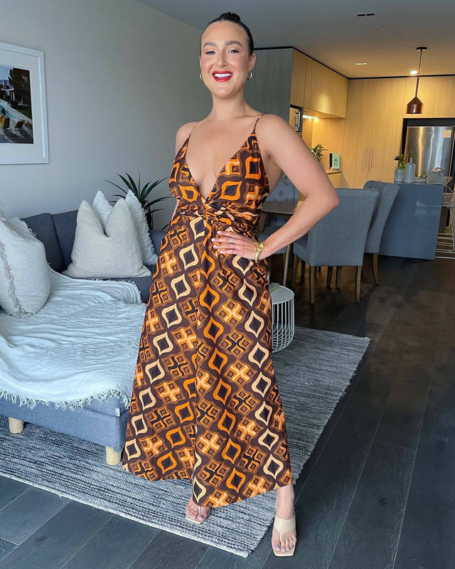 Scanlan Theodore - Scanlan Theodore Tile Print Cotton Dress Caramel