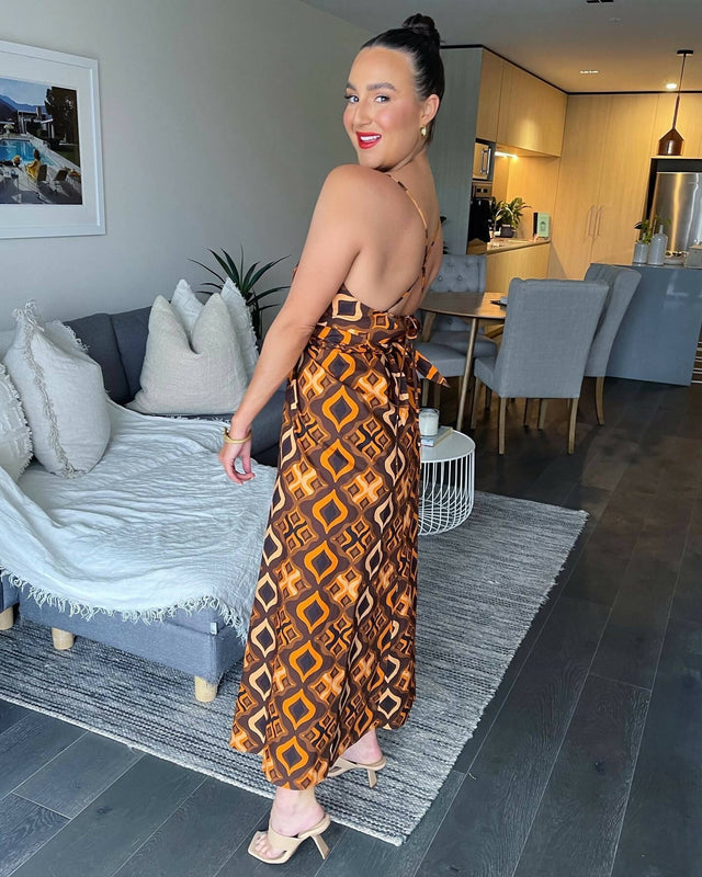 Scanlan Theodore - Scanlan Theodore Tile Print Cotton Dress Caramel