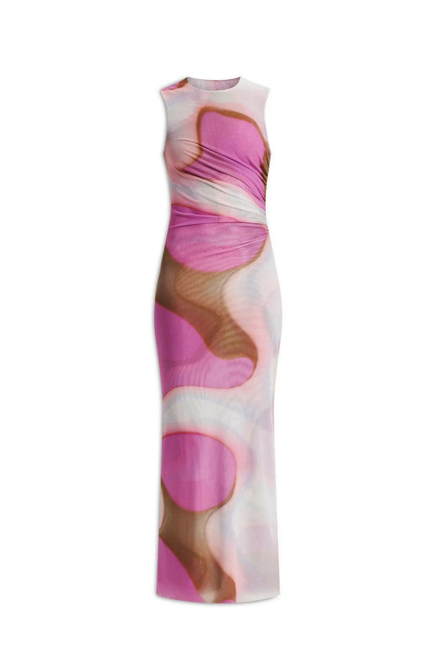 Scanlan Theodore Watercolour Dress Pink Tan Size 6 8 & 10 - Dresses