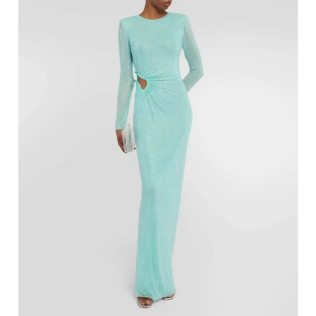 Self-Portrait Cutout Embellished Maxi Dress - 10 / Blue - Dresses