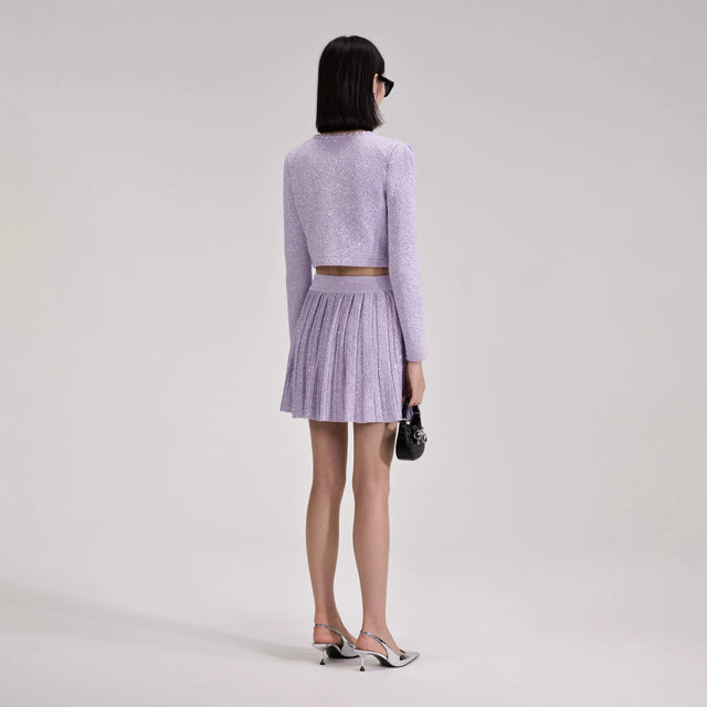 Self-Portrait Lilac Sequin Knit Cardigan // 6-8 - Dresses