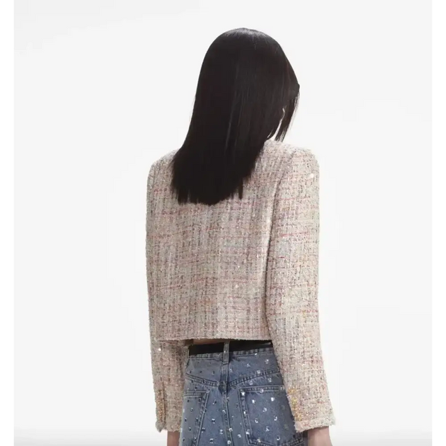 Self Portrait Pastel Boucle Boxy Jacket Multi Size 4 - 4 / Pink - Jackets