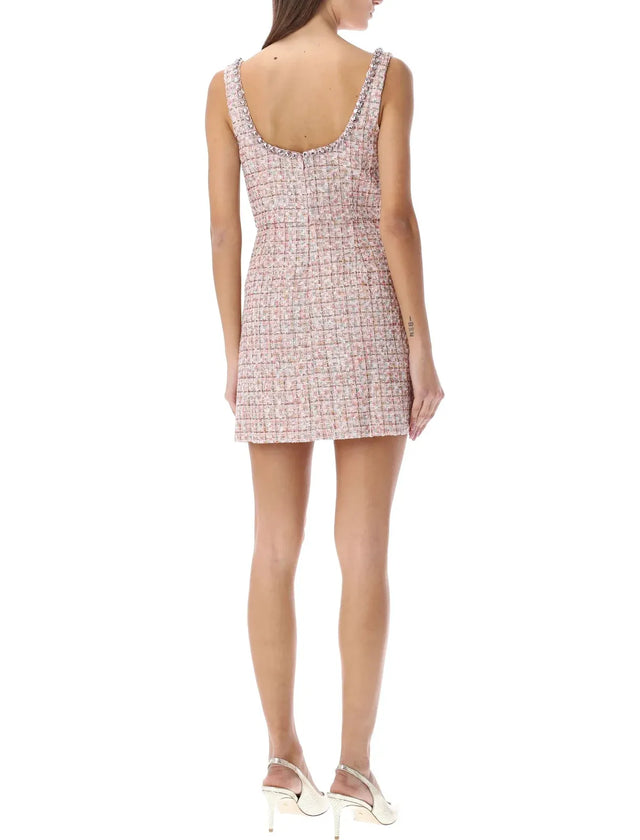 Self-Portrait Scoop Neck Asymmetrical Hem Mini Dress Pink - 6 / Pink - Dresses