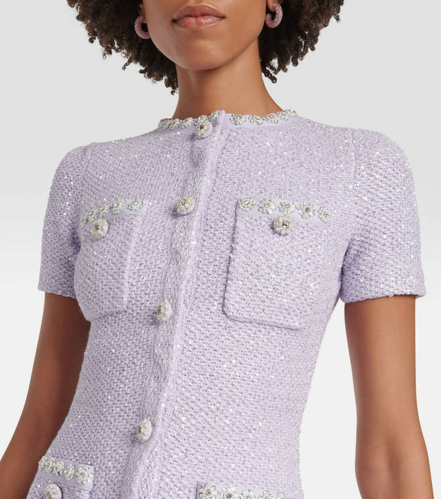 Self Portrait - Self Portrait Sequin Embellished Knitted Mini Dress