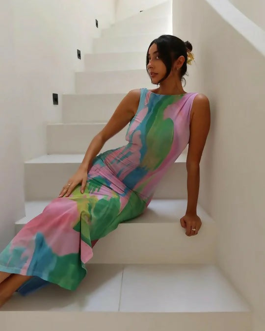 She is OLLÁ Luelle Midi Dress in Gaia - 8 / Multi - Dresses