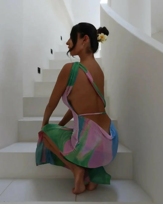 She is OLLÁ Luelle Midi Dress in Gaia - 8 / Multi - Dresses