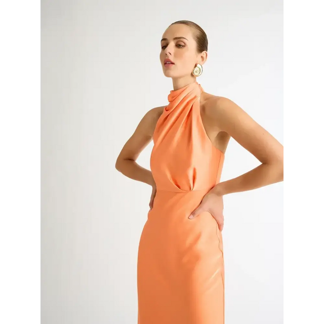 Sheike Jasmine Midi Dress in Apricot - 8 / Orange - Dresses
