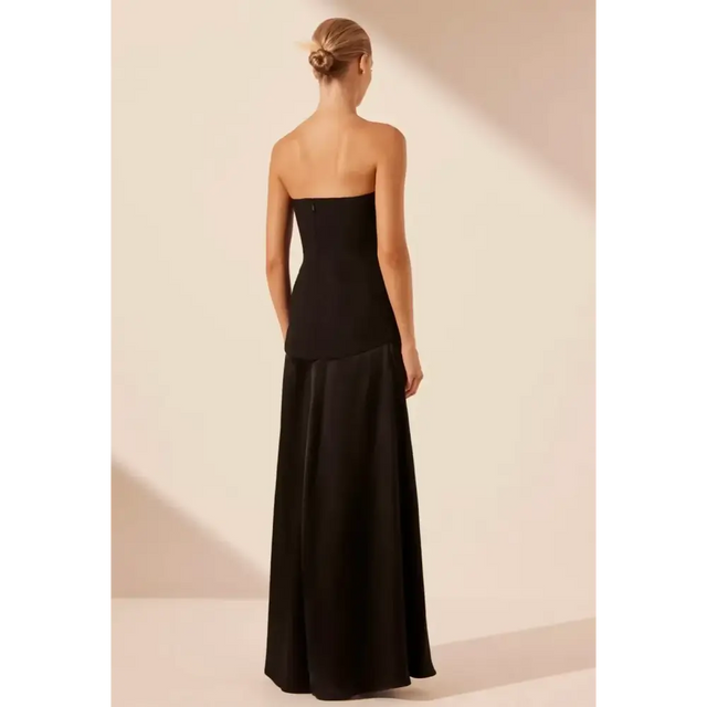 Shona Joy Adri Strapless Panelled Maxi Dress in Black Size 12 - 12 / Black - Dresses