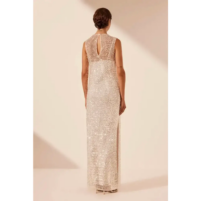 Shona Joy Asteri High Neck Maxi Dress Silver - Dresses