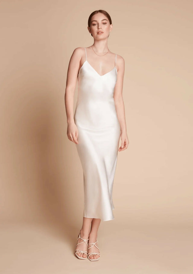 Shona Joy Bias Slip Midi Dress - 6 / White - Dresses