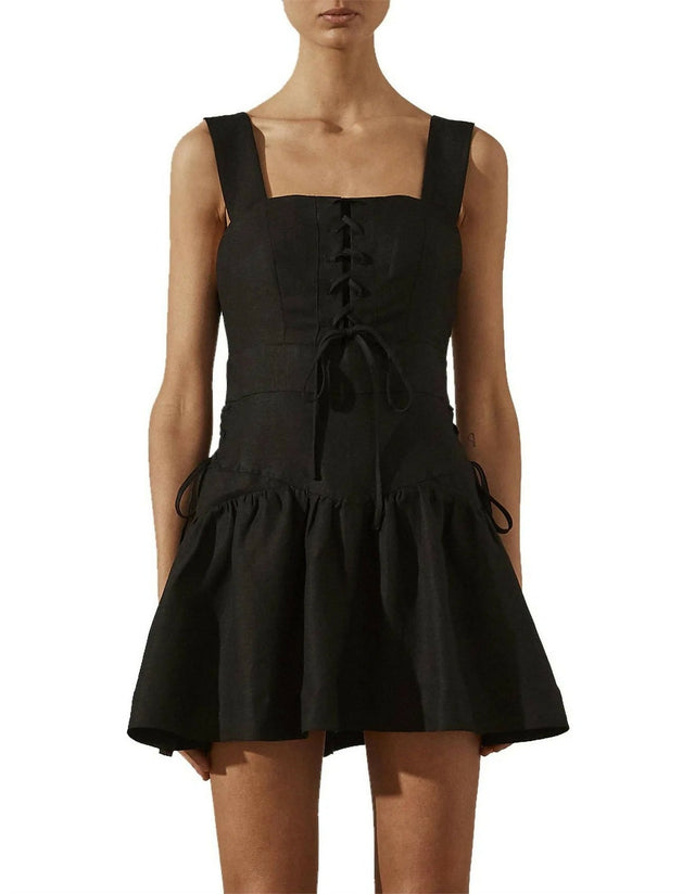 Shona Joy Blanca Lace-up Mini Dress - Size 14 - Dresses