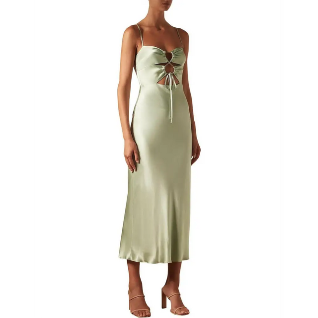 Shona Joy Felicity Lace Up Midi Dress - 6 / Green - Dresses