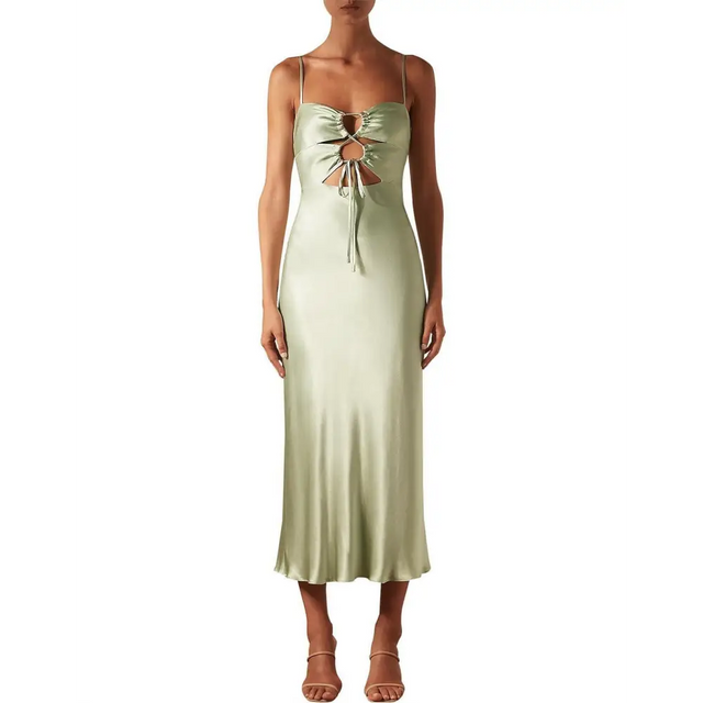 Shona Joy Felicity Lace Up Midi Dress - 6 / Green - Dresses