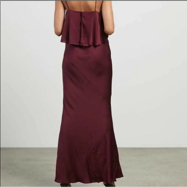 Shona Joy Garnet Bias Frill Slip Maxi Dress - 8 / Red - Dresses