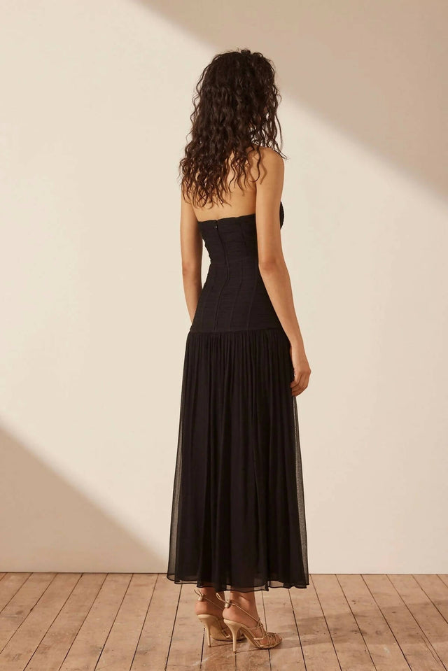Shona Joy Isola Strapless Ruched Midi Dress - Black - 8 / Black - Dresses