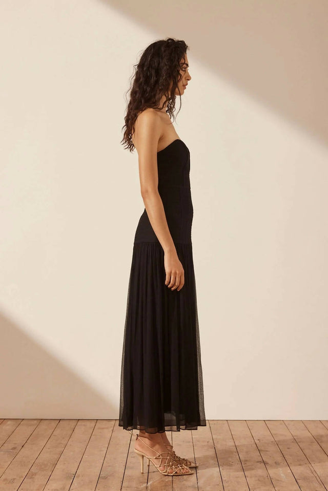 Shona Joy Isola Strapless Ruched Midi Dress - Black - 8 / Black - Dresses