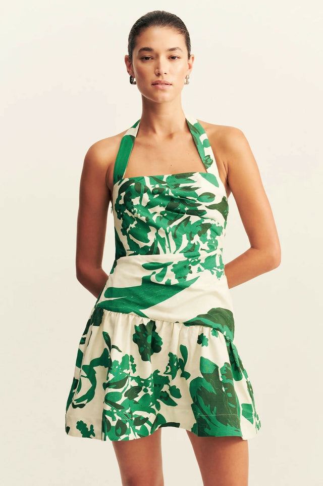 Shona Joy Joni Halter Mini - 8 / Green - Dresses
