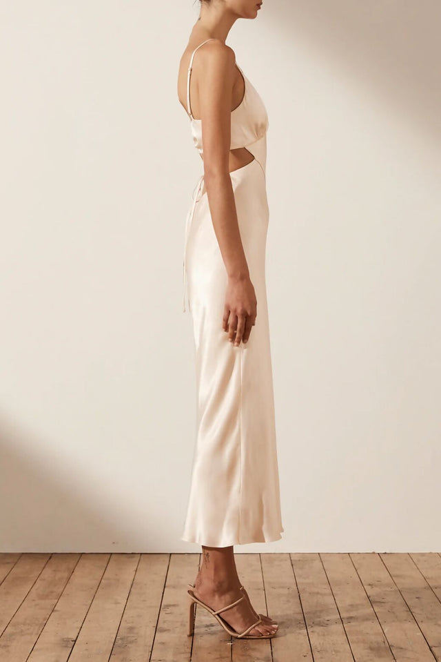 Shona Joy La Lune Backless Midi Dress | Cream - 10 / Cream - Dresses