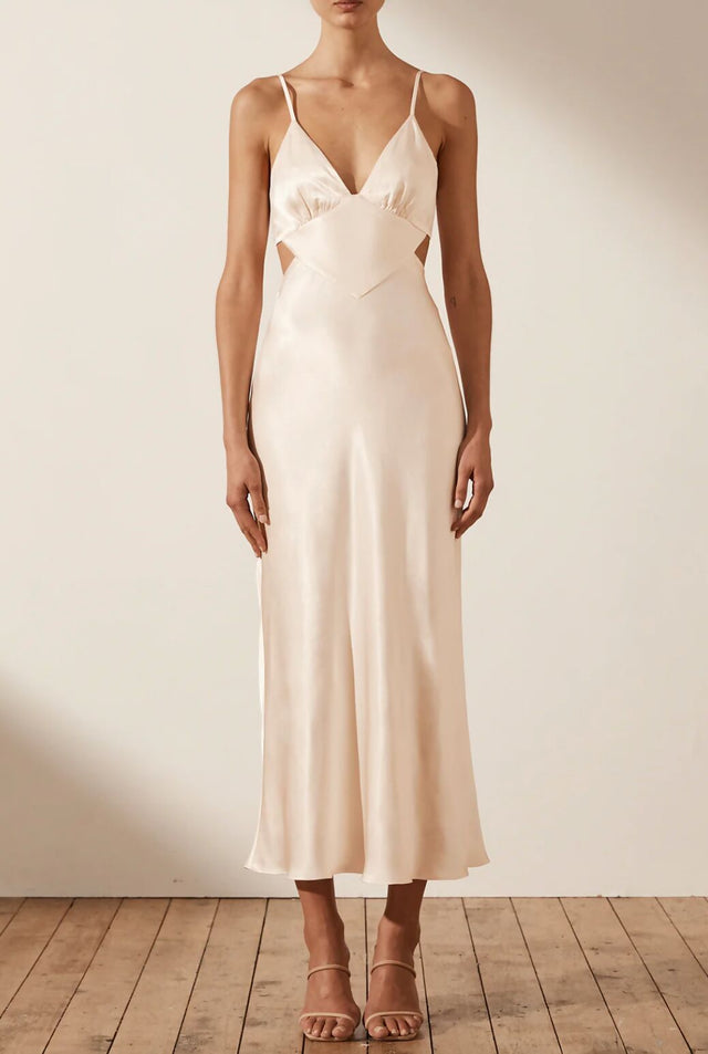 Shona Joy La Lune Backless Midi Dress | Cream - 10 / Cream - Dresses