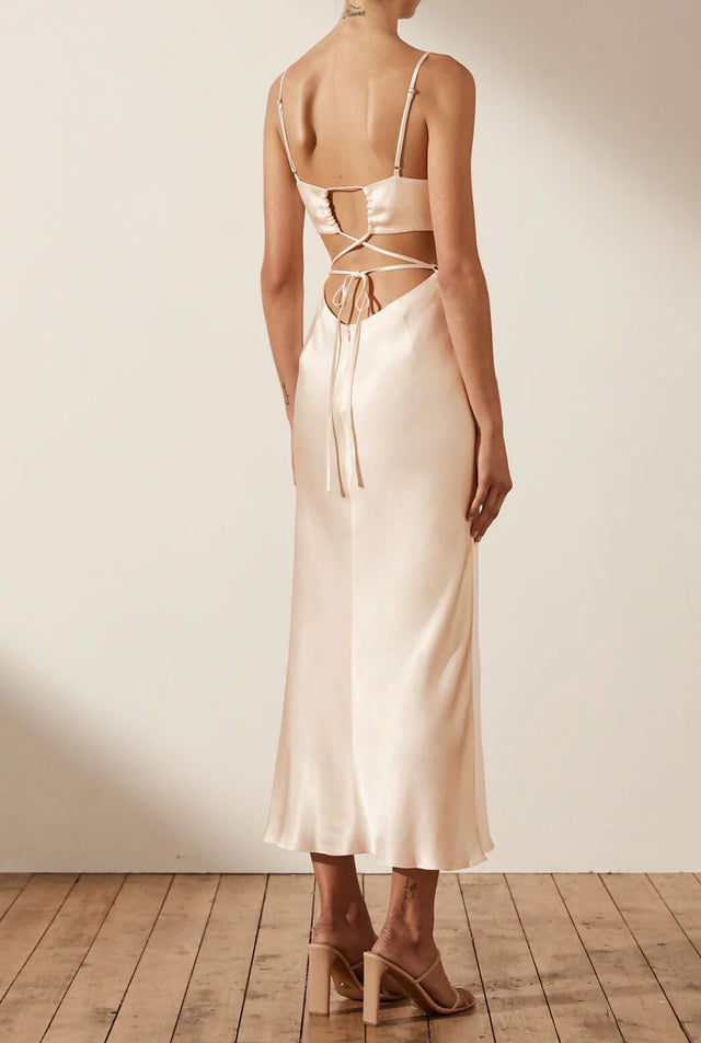 Shona Joy La Lune Backless Midi Dress | Cream - 10 / Cream - Dresses