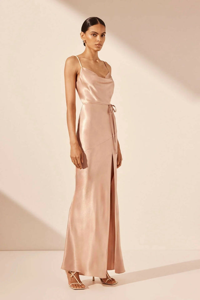 Shona Joy - Shona Joy La Lune Bias Cowl Maxi Dress - Desert Rose