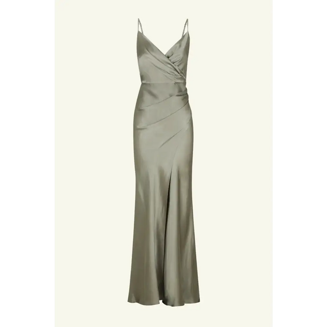 Shona Joy La Lune Cross Draped Maxi Dress - 8 / Olive - Dresses